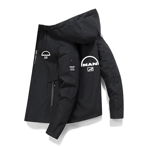 MEWVABKW Leichte Herrenjacke M.a.n-Truck Kapuzenjacke Winddicht Sportbekleidung Langarm mit Reißverschluss Top (black,M) von MEWVABKW