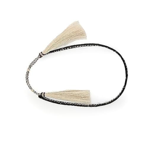 Cowboyhutband - Echtes Pferdehaar mit Doppelschwanz-Quaste - Verstellbarer Western-Stil für Damen und Herren - Braun und Weiß, Braun, Einheitsgröße Cowboyhutband - Echtes Pferdehaar mit Doppelschwanz-Quaste - Verstellbarer Western-Stil für Damen und Herren - Braun und Weiß, Braun, Einheitsgröße von MEXIBOKU