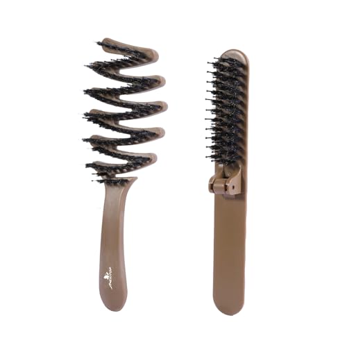 Haarbürsten-Set, Wildschweinborsten Haarbürste und faltbare Haarbürste für Damen und Herren, Taschenreise, kleine Größe Haarbürsten-Set, Wildschweinborsten Haarbürste und faltbare Haarbürste für Damen und Herren, Taschenreise, kleine Größe von MEXITOP