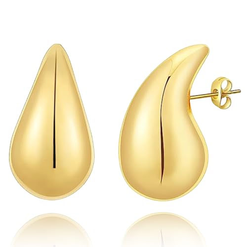 MEXRUMI 1 Paar Ohrringe Damen Gold Ohrringe Chunky Earrings Für Damen Waterdrop Ohrringe Dicke Creolen Für Frauen Hypoallergene Goldene Ohrringe Modeschmuck Ohrringe Für Frauen von MEXRUMI