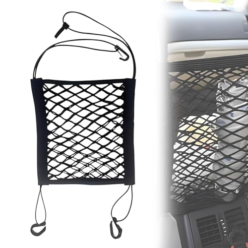 MEXRUMI 1 Stück Auto-Netztasche Universal Auto Netz Schutznetz Organizer Aufbewahrungsnetz 2-Schicht Autonetz Hundenetz Auto Mit Haken Für Vermeidung Von Störungen Durch Haustiere/Kinder von MEXRUMI