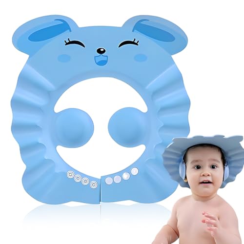 MEXRUMI 1 Stück Kinder Duschhaube Kinder Shampoo Kappe Weiche Einstellbare Baby Duschhaube Baby Duschhaube Haarwaschbecher Mit Ohrenschutz Für Schutz Von Augen Und Ohren Verwendet (Blauer Hase) von MEXRUMI