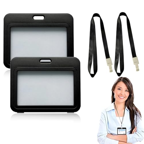 MEXRUMI 2 Piezasporta Tarjetas Identificativas， Con Ventana Transparente, Capacidad Para 2 Tarjetas, Colgante Tarjeta Identificativa Con Cordón Retirable Para Oficina Estudiante Exposición Tráfico，Neg von MEXRUMI