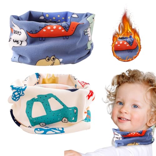 MEXRUMI 2 Stück Loop Kinder Baumwolle Herbst Winter Schal Kinder Schals Baby Jungen Mädchen Schlauchschal Baumwolle Neck Warmer Winddicht Halstücher Multifunktionstuch Für Winter, Frühling, Herbst von MEXRUMI
