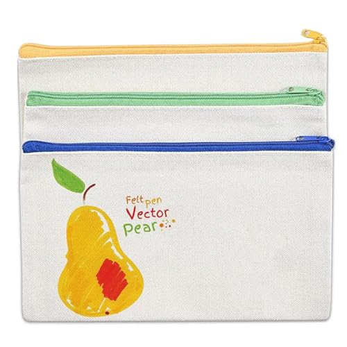 MEXRUMI 3 Stück DIY Blanko Stoffbeutel 12 X 21Cm Stoffbeutel Zum Bemalen Federmäppchen Makeup Tasche Für Reisen Mäppchen Bemalen Mit Reißverschluss Kosmetiktasche Klein Für Arbeit Schule Reisen von MEXRUMI