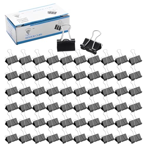 MEXRUMI 60 Stück Foldback Klammern 15 Mm Klein Papierklammern Büroklammern Metallklammern Binder Clips Aus Metall, Büroklammern Vielzweckklammern Für Bürobedarf, Briefpapier Papier(Schwarz) von MEXRUMI
