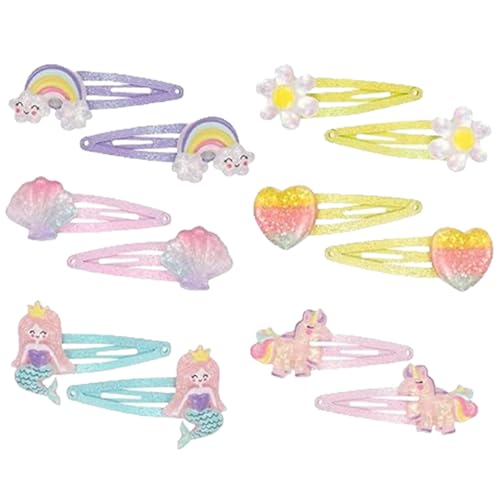 MEXRUMI Packung Mit 12 Meerjungfrau Regenbogen Blumen Haarschmuck, Kinder Mehrfarbige Haarspangen Mädchen Glitter, Niedliche Haarspange Klein Für Geburtstag Party Geschenk von MEXRUMI