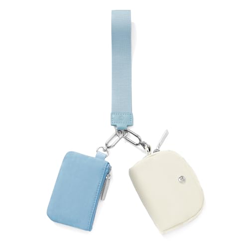 Mini-Geldbörse mit Reißverschluss, abnehmbare Doppeltasche, Handgelenktasche, tragbare Münzgeldbörse, kleine Geldbörsen, Blau/Weiß, Cool von MEXS