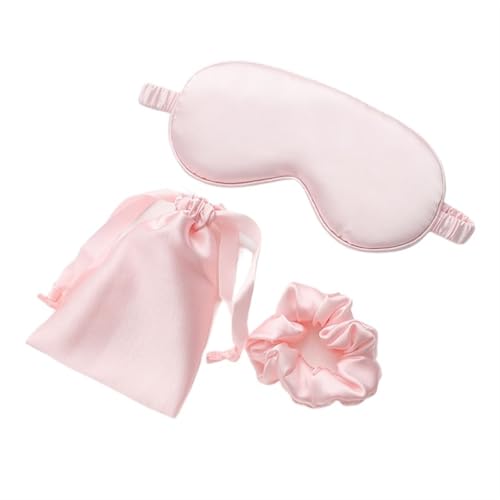 Frauen & Männer Zero Eye Pressure Blackout Schlafm Augenmaske aus Seide, 3-teiliges Set for Damen, nachgeahmte Seide, Schlaf-Augenmaske, Augenklappen(Light Pink) von MEYINGOU