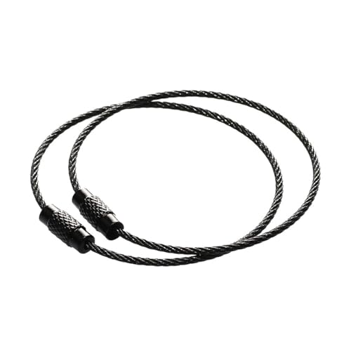 MEYINGOU Schlüsselanhänger Drahtseil 2 stücke Bunte Kabel Schleife Schraube Lock Seil Schlüssel Halter Schlüsselring Schlüssel Kette Ringe Outdoor Werkzeuge(Black) von MEYINGOU