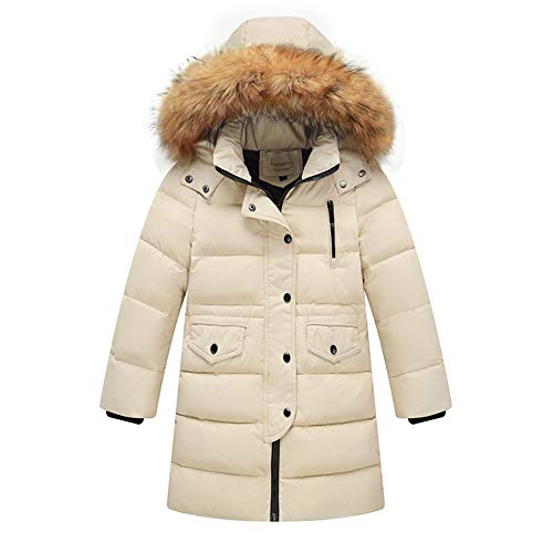 MEYOCEYO Daunenjacke Kinder Winterjacke Jungen Wintermantel Mädchen Daunenmantel mit Kaputze Warm Outdoorjacke Weiß 130 von MEYOCEYO