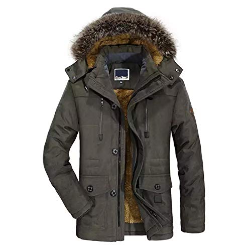 MEYOCEYO Winterjacke Herren Winterparka Outdoor Wintermantel Warme Parka Jacke mit Kapuze Baumwolle Jacke Gefütterte Armee-Grün 3XL von MEYOCEYO