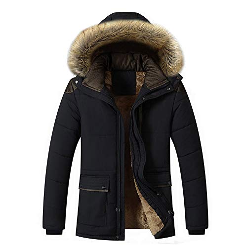 MEYOCEYO Winterjacke Herren Winterparka Outdoor Wintermantel Warme Parka Jacke mit Kapuze Baumwolle Jacke Gefütterte Schwarz M von MEYOCEYO