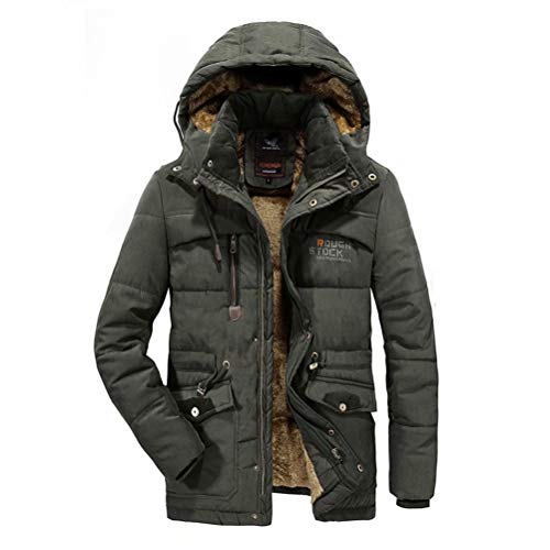 MEYOCEYO Winterparka Herren Wintermantel Gefütterte Parka Jacke Outdoor Winterjacke Warme Parka mit Kapuze A Armee-Grün 4XL von MEYOCEYO