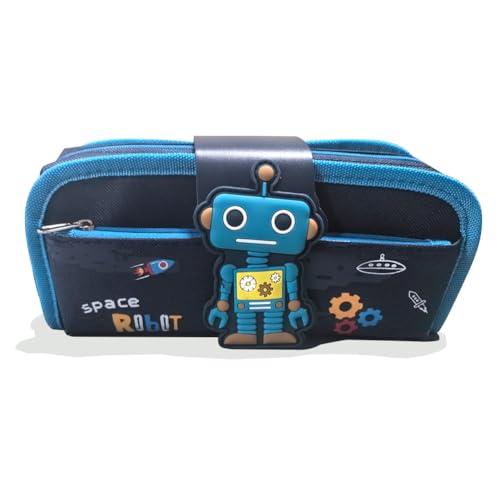 MEZHEN Federmäppchen Roboter Große Kapazität Mäppchen mit Reißverschluss Federtasche Pencil Case Roboter Schulmäppchen für Kinder Junge Schule Bürobedarf von MEZHEN