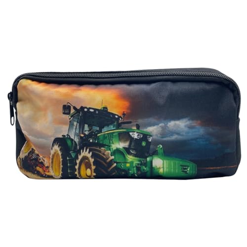 MEZHEN Federmäppchen Traktor Mäppchen Teenager Grüner Traktor Pflügen Federtasche Pencil Case Traktor Farm Schulmäppchen Kinder Jungen Mädchen Schule Büromaterial von MEZHEN