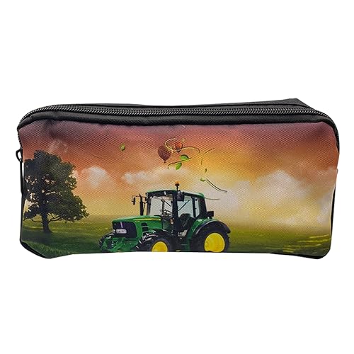 MEZHEN Federmäppchen Traktor Mäppchen mit Große Kapazität Traktor Farm Asphalt Ernte Langlebig Federtasche Pencil Case Junge Teenager Schulmäppchen Traktor Reißverschluss Federmappe von MEZHEN