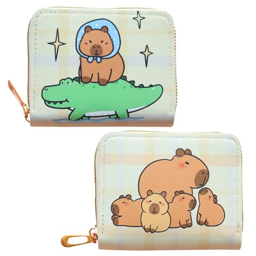 MEZHEN Geldbörse Capybara Portemonnaie Kinder Geldbörsen Capybara Geldbeutel Capybara Wallet Mitgebsel Brieftasche Zweifach Jugend Kinder 2 Stück von MEZHEN