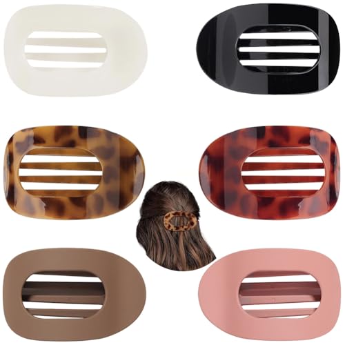 MEZHEN Haarklammern für Damen Haarspange Flach Claw Clip Leopardenmuster Haarspangen Rutschfeste Haarklammer Starker Halt Seitliche Haarklammern für Dickes und Dünnes Haar 6 Stück von MEZHEN
