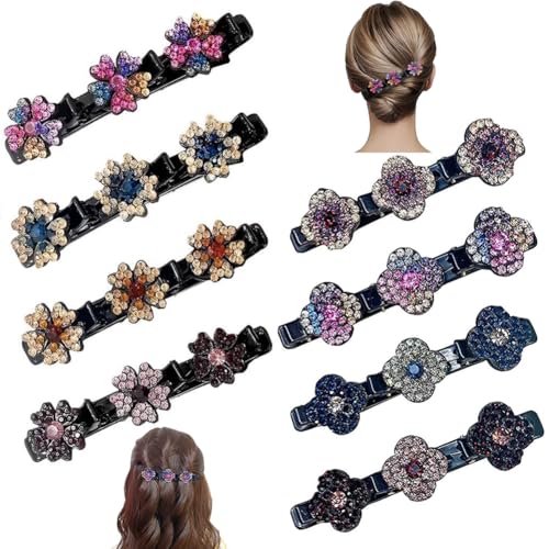 MEZHEN Haarspangen Damen Mädche Haarspange mit Funkelnden Kristallsteinen Haarstyling Clips Mini Haarspangen Frauen Haarklammern Blumen 8 Stück von MEZHEN