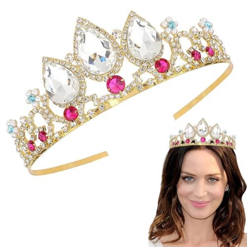MEZHEN Kristallkrone Tiara Krone Damen Kopfschmuck Karneval Strass Krone Mädchen Braut Haarschmuck Diadem Hochzeit Geburtstags Bankett Party Geschenk Brautschmuck von MEZHEN