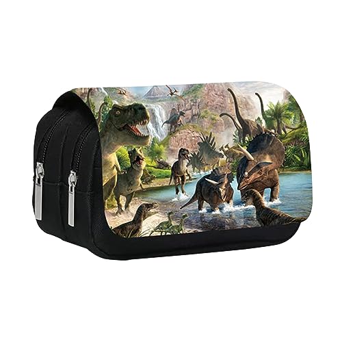 MEZHEN Mäppchen Dinosaurier Federtasche Jungen Dinosaurier Große Kapazität Stift Tasche Dino Doppel-Reißverschluss Schulmäppchen für Junge Teenager von MEZHEN