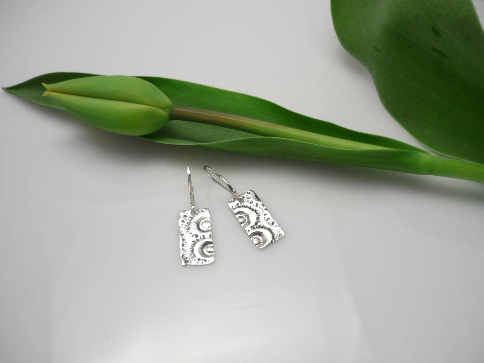 Ohrringe Aus 925Er Sterlingsilber, Damen-Silberohrringe, Hängeohrringe, Rechteckige Ohrringe, Handgefertigt von MEveBordeleauBijoux