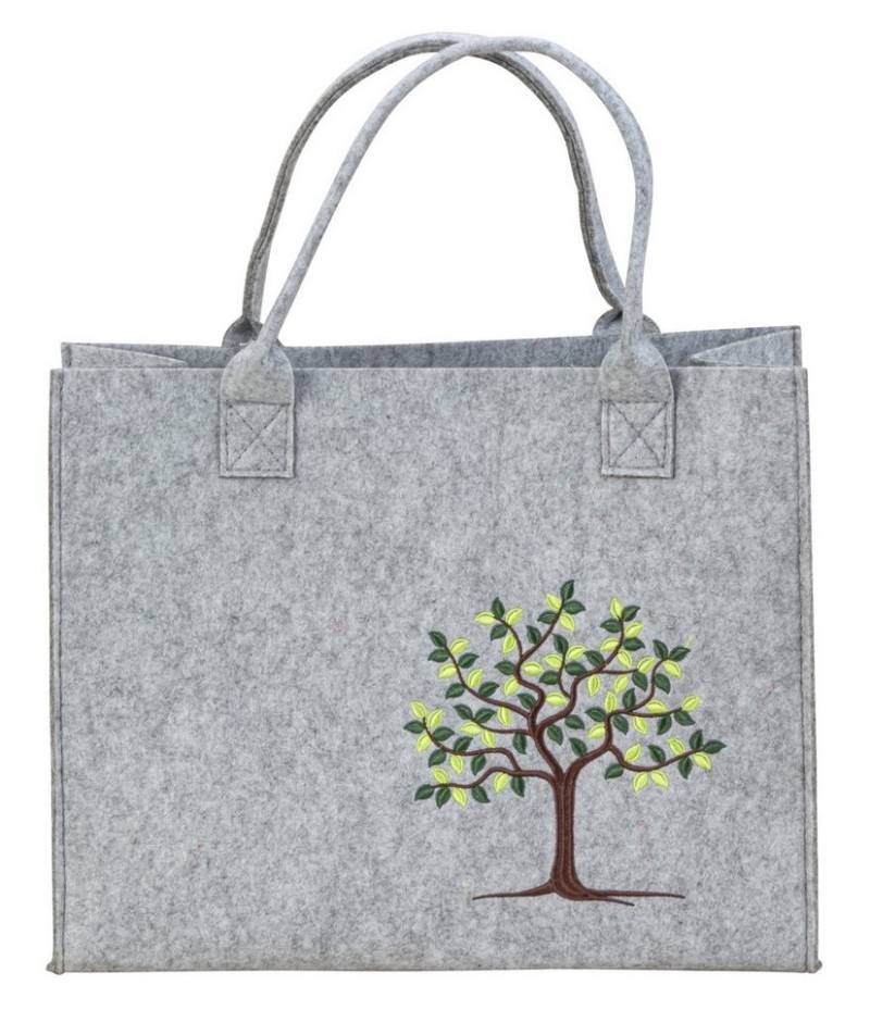 MF Einkaufsshopper Filztasche Grau mit Lebensbaum Motiv 28x35x14 cm von MF