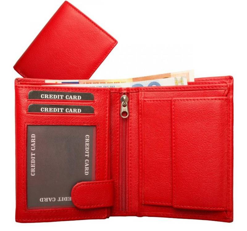 MF Geldbörse Damen Geldbörse Nappa Leder Rot – Elegant mit viel Stauraum von MF