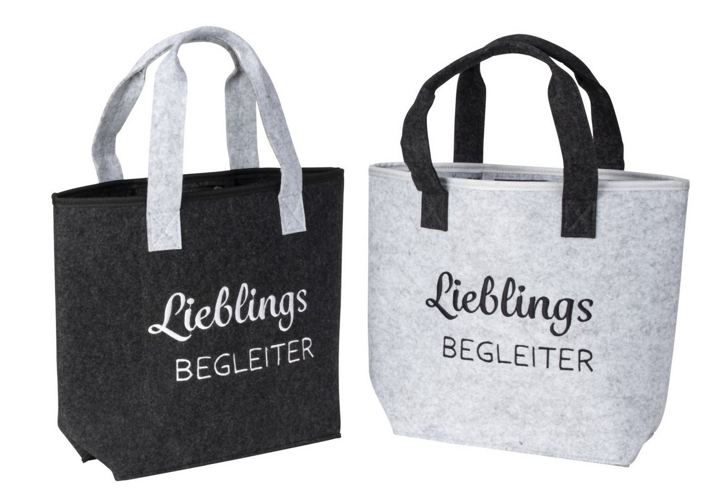 MF Shopper 2er Set Filz-Taschen Lieblings-Begleiter in Hellgrau und Schwarz (2-tlg) von MF