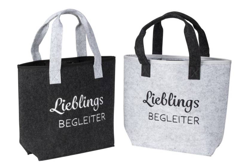 MF Shopper 2er Set Filz-Taschen Lieblings-Begleiter in Hellgrau und Schwarz (2-tlg) von MF
