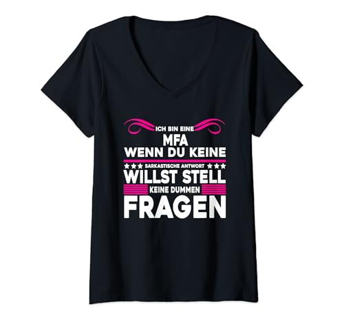 Damen MFA Arzthelferin, Frauen Medizinische Fachangestellte T-Shirt mit V-Ausschnitt von MFA Geschenke Ausbildung Beruf, MFA Zubehör