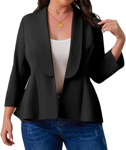 MFAVIP Blazer Damen große Größen Oversize schwarz Damenblazer elegant 3/4 Ärmel Business Übergröße Plus Size MFAVIP Blazer Damen große Größen Oversize schwarz Damenblazer elegant 3/4 Ärmel Business Übergröße Plus Size von MFAVIP
