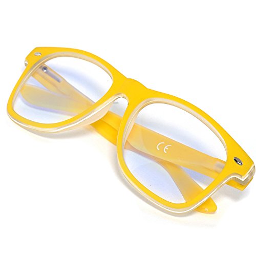 MFAZ Morefaz Ltd Damen Herren Lesebrille +1.0 +1.5 +2.0 +2.5 +3.0 +3.5 +4.0 Blue Light Filter Brille Blendschutz, Kratzfestes Objektiv Computer TV Anti Glare (3.5 Anti Glare, Yellow) von MFAZ Morefaz Ltd