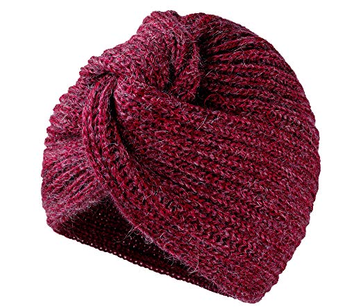 MFAZ Morefaz Ltd Damen Chemo Turban Twist Hut Mohair Wolle für Krebs Kopfbedeckung Headwrap Strickmütze Schals (Maroon) von MFAZ Morefaz Ltd