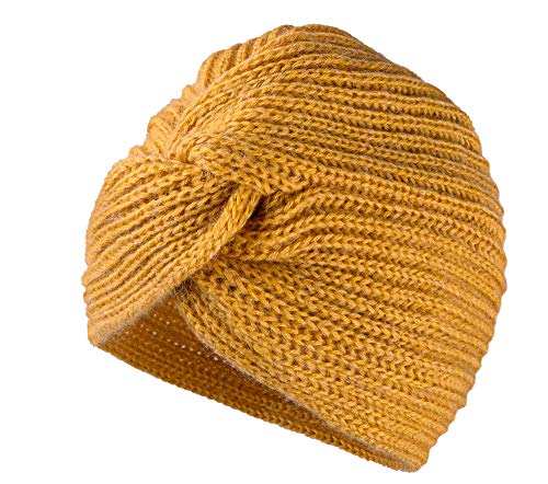 MFAZ Morefaz Ltd Damen Chemo Turban Twist Hut Mohair Wolle für Krebs Kopfbedeckung Headwrap Strickmütze Schals (Mustard) von MFAZ Morefaz Ltd