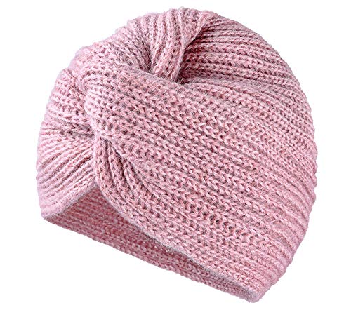 MFAZ Morefaz Ltd Damen Chemo Turban Twist Hut Mohair Wolle für Krebs Kopfbedeckung Headwrap Strickmütze Schals (Rose Pink) von MFAZ Morefaz Ltd