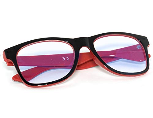 MFAZ Morefaz Ltd Damen Herren Lesebrille +1.0 +1.5 +2.0 +2.5 +3.0 +3.5 +4.0 Blue Light Filter Brille Blendschutz, Kratzfestes Objektiv Computer TV Anti Glare (2.5 Anti Glare, Red Black) von MFAZ Morefaz Ltd