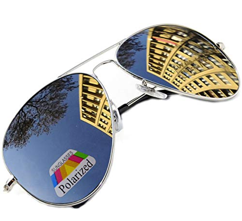 MFAZ Morefaz Ltd Damen Herren Pilot Sonnenbrille Polarisierten Spiegel Fallgläser Unisex (A Silver Gespiegelt) von MFAZ Morefaz Ltd