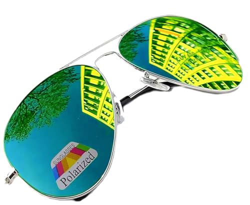 MFAZ Morefaz Ltd Damen Herren Pilot Sonnenbrille Polarisierten Spiegel Fallgläser Unisex (Green Gespiegelt) von MFAZ Morefaz Ltd