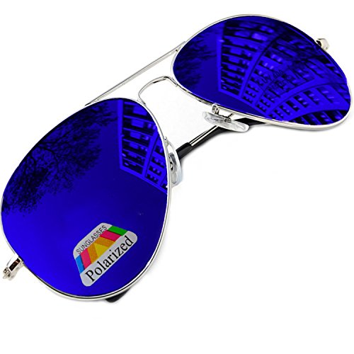 MFAZ Morefaz Ltd Herren Damen Lila Sonnenbrille Klassische Pilotenbrille Polarisierten Gespiegelt Pilot Mehrfarbig (Blue Gespiegelt) von MFAZ Morefaz Ltd