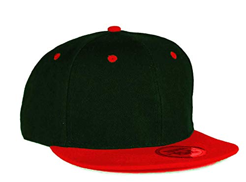 MFAZ Morefaz Ltd Herren Damen Rot Flat Peak Snapback Baseball Kappe Mütze Basecap American Twill (Plain Schwarz Rot) von MFAZ Morefaz Ltd