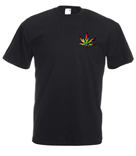 MFAZ Morefaz Ltd Herren Und Damen T-Shirt Cannabis Moustache Ganja Welt Weed Face Rasta Kurzarm Shirt 420 (Black T-Shirt Ganja NR 4, XXL) von MFAZ Morefaz Ltd