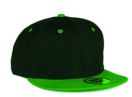 MFAZ Morefaz Ltd Jugend Baseball Kappe Kinder Mütze Basecap Mädchen Junge Twill Snapback (Plain Schwarz Grün) von MFAZ Morefaz Ltd