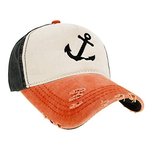 MFAZ Morefaz Ltd Kapitänsmütze Mütze Army Baseballmütze Cap Captain,Pirate (Anchor Orange Peak) von MFAZ Morefaz Ltd