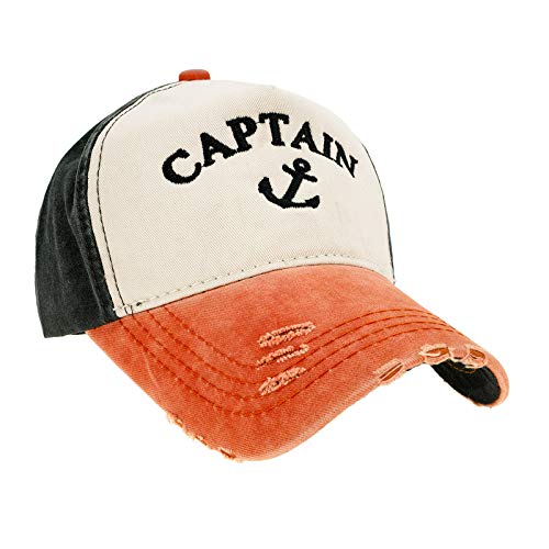 MFAZ Morefaz Ltd Kapitänsmütze Mütze Army Baseballmütze Cap Captain,Pirate (Captain Anchor Orange Peak) von MFAZ Morefaz Ltd