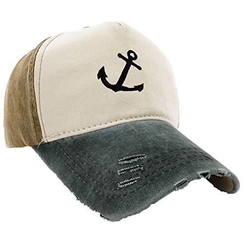 MFAZ Morefaz Ltd Kapitänsmütze Mütze Army Baseballmütze Damen Herren Cap Captain,Crew,Pirate (Anchor Graphite Peak) von MFAZ Morefaz Ltd