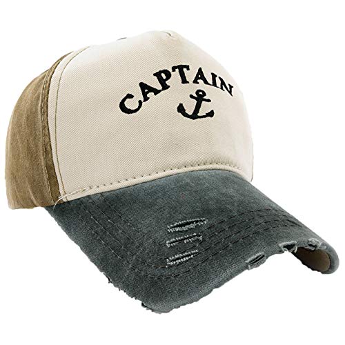 MFAZ Morefaz Ltd Kapitänsmütze Mütze Army Baseballmütze Damen Herren Cap Captain,Crew,Pirate (Captain Anchor Graphite Peak) von MFAZ Morefaz Ltd