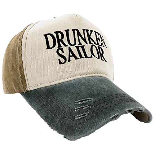 MFAZ Morefaz Ltd Kapitänsmütze Mütze Army Baseballmütze Damen Herren Cap Captain,Crew,Pirate (Drunken Sailor Graphite Peak) von MFAZ Morefaz Ltd