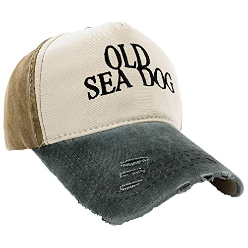 MFAZ Morefaz Ltd Kapitänsmütze Mütze Army Baseballmütze Damen Herren Cap Captain,Crew,Pirate (Old See Dog Graphite Peak) von MFAZ Morefaz Ltd